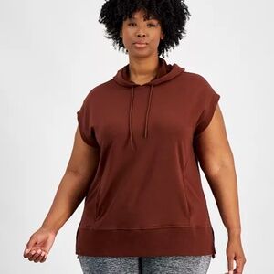 ID Ideology Cap-Sleeve Hoodie M Sleeveless Hoodie Chestnut Brown NWOT (Macy's)